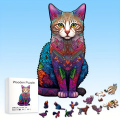Yin Yang Wooden Jigsaw Puzzle - Cat Shaped Animal Toy