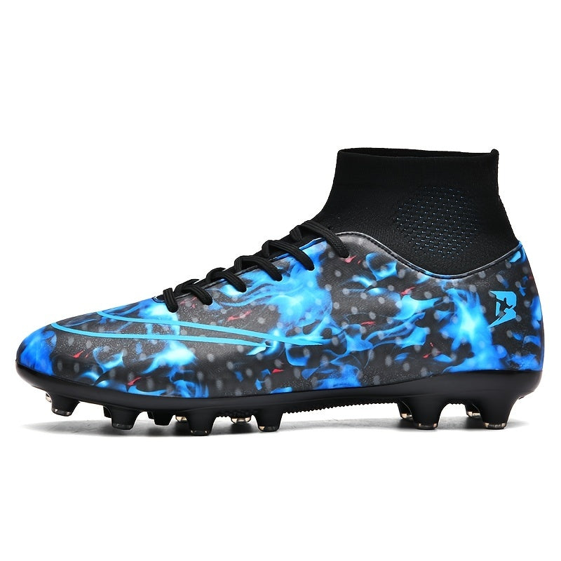 Men's Long Spikes Soccer Training Shoes with Stripes