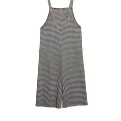 Plaid Print Dual Pockets Overall Jumpsuit