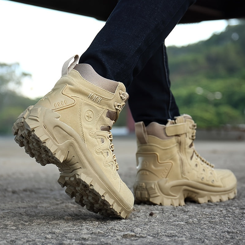 Men's Hiking Boots Suede Rubber Sole Anti skid Wear resistant Lace Up Shoes