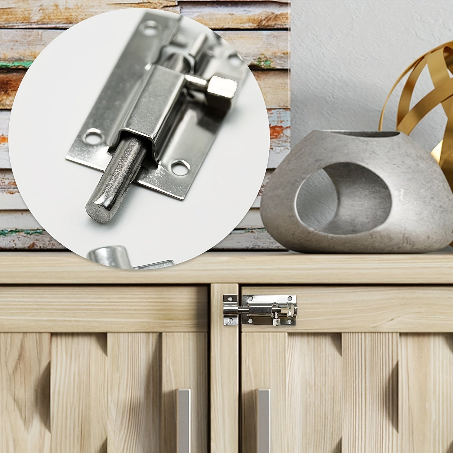 2pcs Sliding Bolt Lock Stainless Steel Durable Small Plate Lock