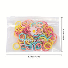 100 Colorful Mini Hair Ties for Kids