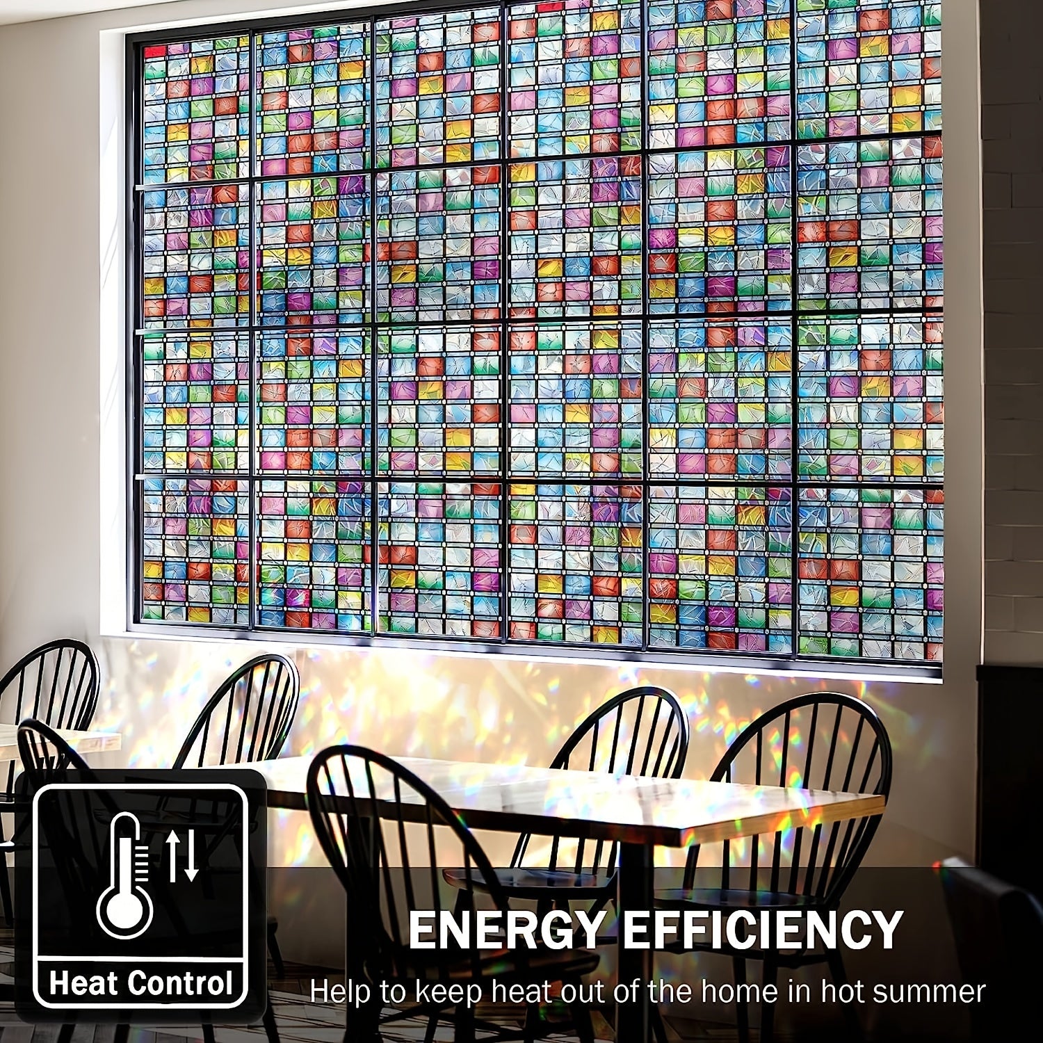 Square Geometric Crescent Privacy Glass Film Semi Transparent Sun Protection