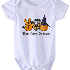Halloween Party Series Cartoon Letter Pattern Newborn Summer Short Sleeve Romper