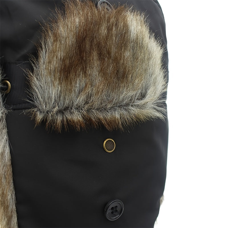 Mens Pilot Cap Plus Velvet Thick Ear Protection Winter Warm Bombing Cap