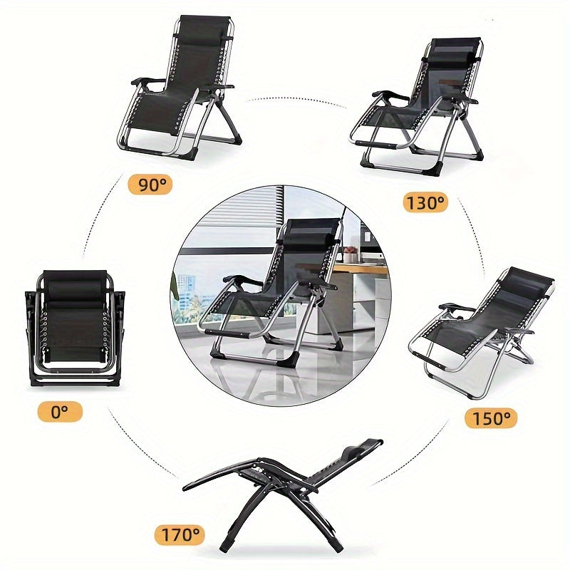 Adjustable Folding Lounger Chair for Outdoor Beach Camping Office Nap Home