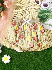 Baby Girls Elastic Waist Ruffle Trim Shorts