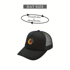 Butterfly Daisy Printed Trucker Hat Baseball Cap Mesh Breathable Sun Hats