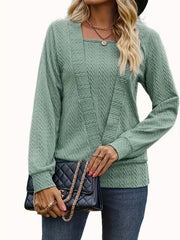 Solid Cable Knit Long Sleeve Top