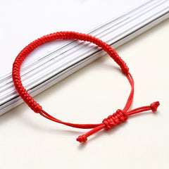 Red Adjustable Braided Rope Knot Bracelet Lucky Amulet Jewelry