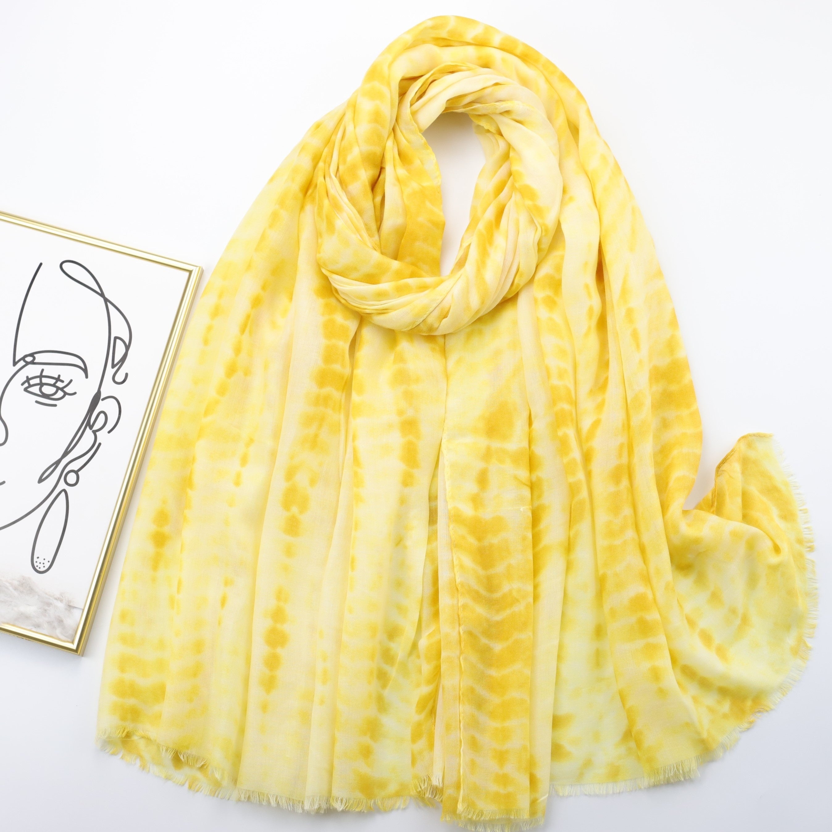 Boho Tassel Scarf Lightweight Beach Shawl Tie Dye