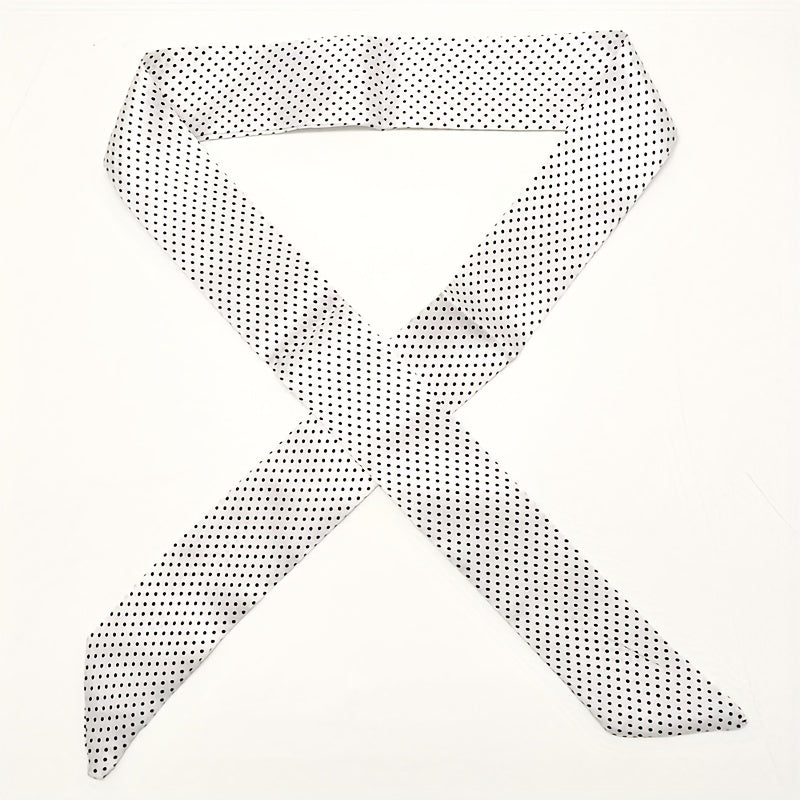 Dotted Print Twilly Scarf Ribbon Neckerchief Set
