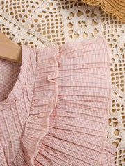 Girls Ruffle Trim Sleeveless Blouses Button Down Shirts Casual Summer Tops