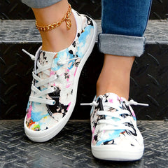 Women's Tie Dye Canvas Shoes Low Top Flat Sneakers