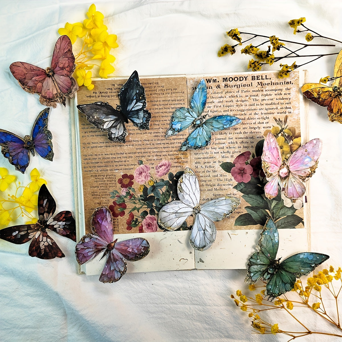 18 Sheets Vintage Butterfly Scrapbook Paper for DIY Crafts