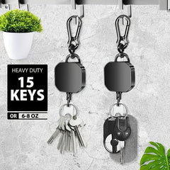 Heavy Duty Retractable Card Holder with Clip, Key Ring & Carabiner