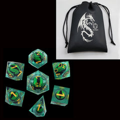Dragon's Eye Resin Dice Set With Dragon Leather Pouch
