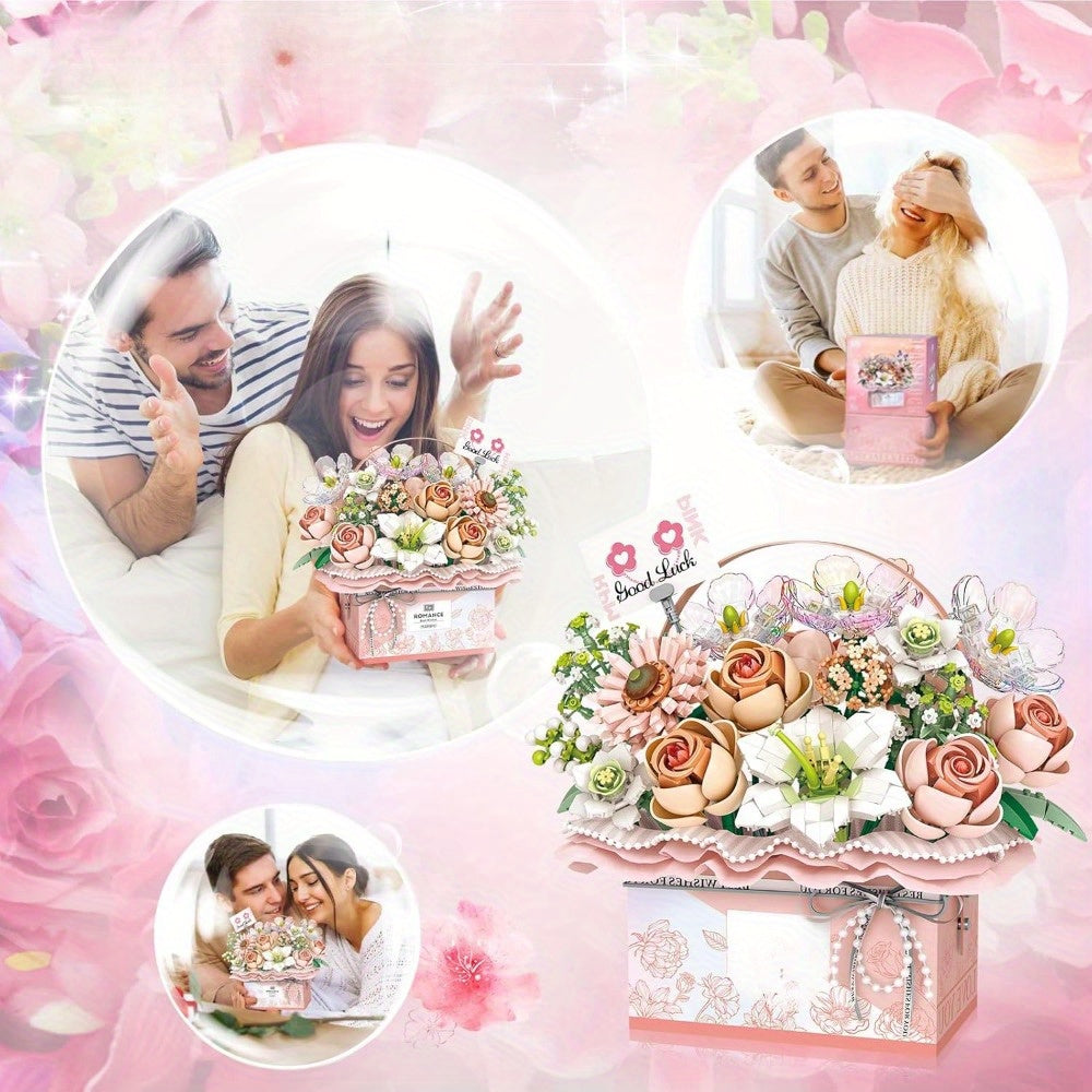 DIY Bouquet Flower Building Blocks Set 1212 Particle Roses Bonsai Kit
