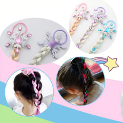 Snowflake Braid Hair Wigs with Hair Tie for Girls Princess