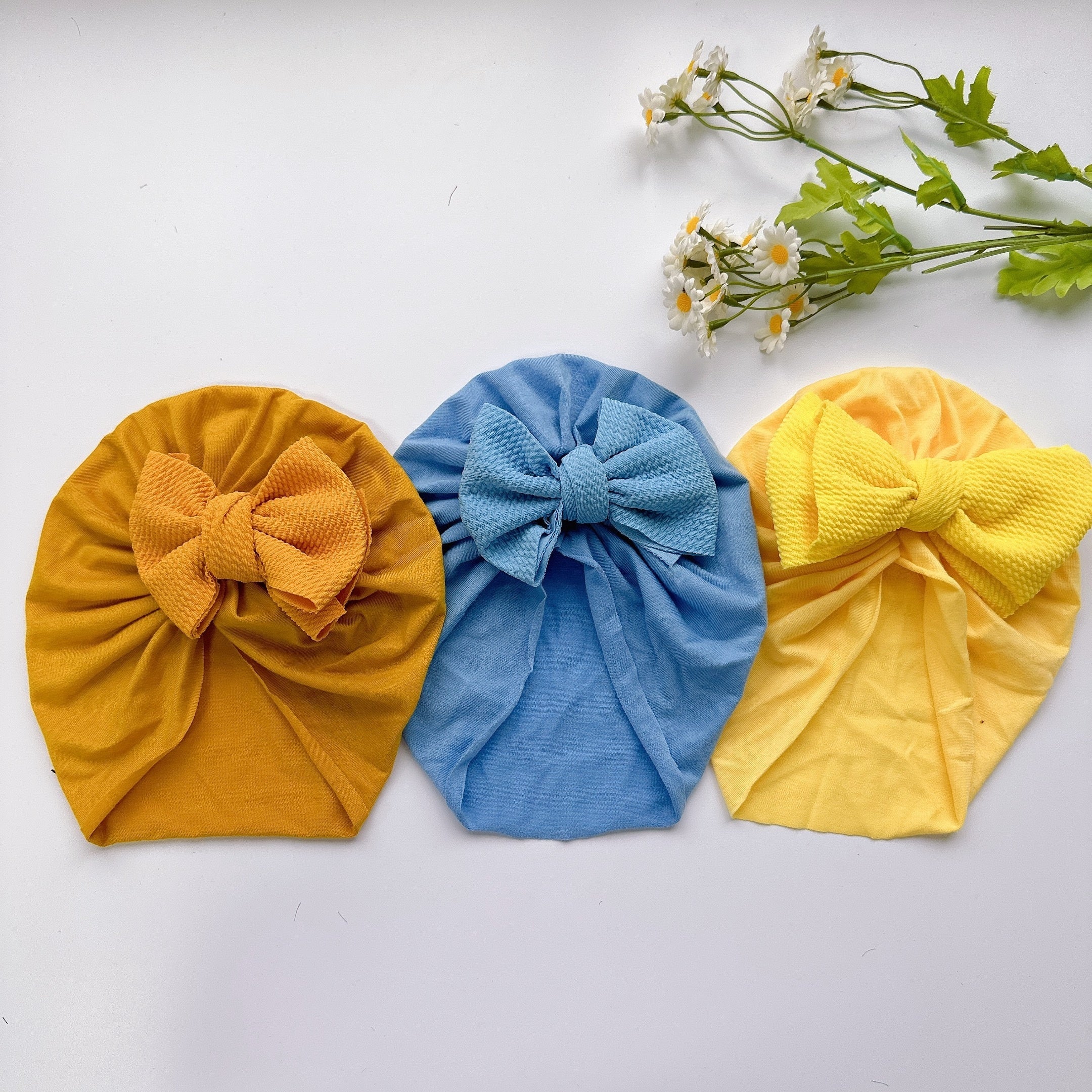 Baby Girls Twill Bubble Bow Turban Soft Hair Wrap Headband