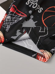 Basketball Print Boys Comfortable Creative Shorts