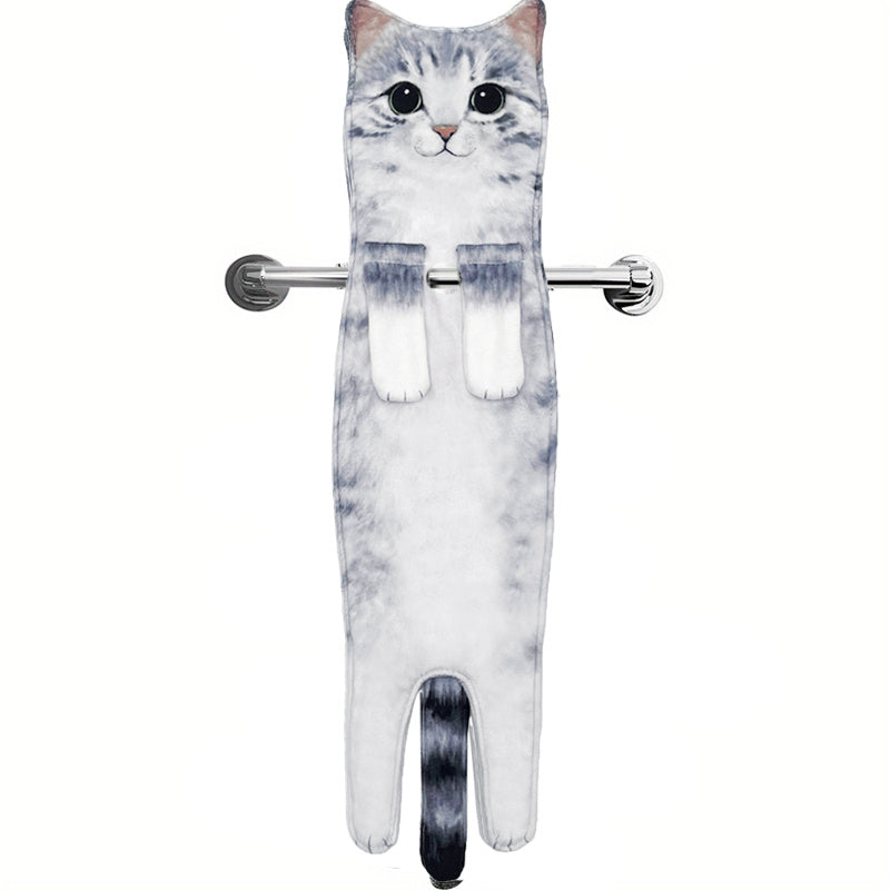 Cat Pattern Hanging Towel, Funny Decorative Fingertip Towel