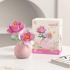 DIY Mini Building Rose Flower Green Plant Model Home Decor Toy