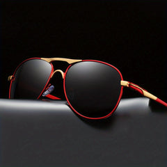 Polarized Driving Sunglasses UV400 Top Bar Aviator Outdoor Glasses Case