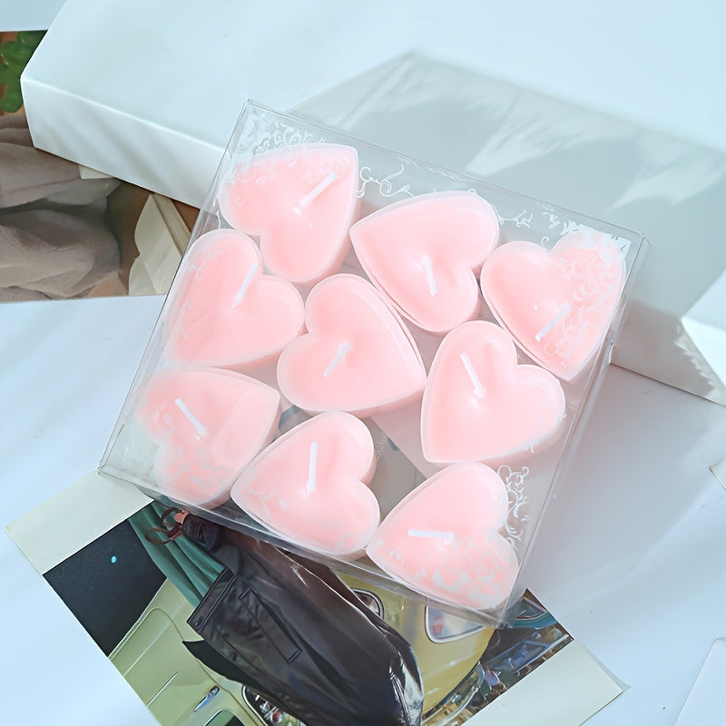 Set of 9 Heart-Shaped Scented Candles