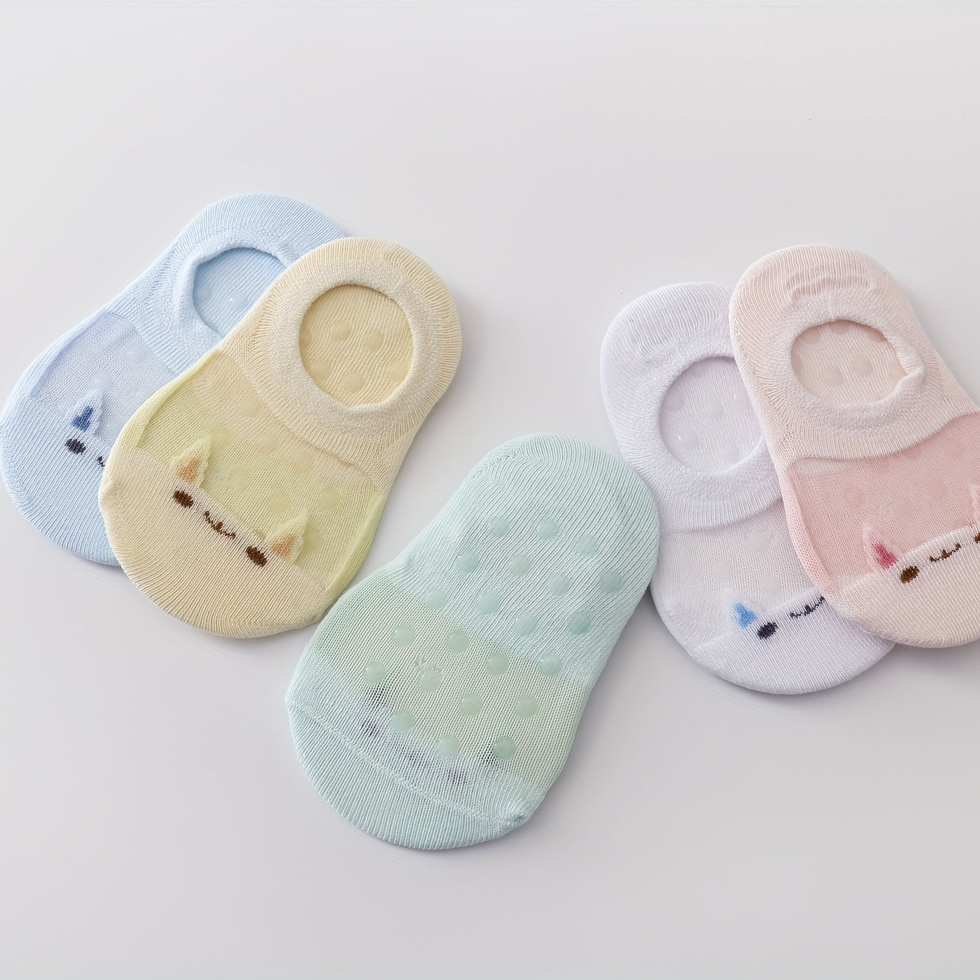 5pairs Cartoon Mesh Stitching Socks for Newborn Baby Boys And Girls