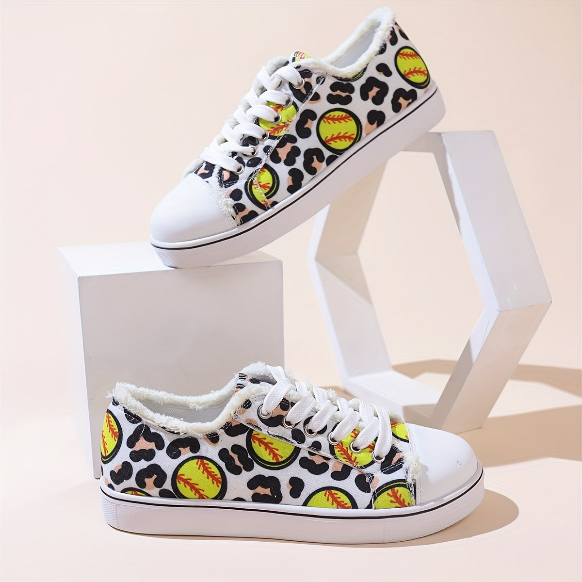 Women's Baseball Graphic Sneakers Low Top Canvas Shoes