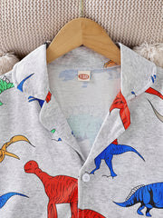Boys Dinosaur Print Long Sleeve Pajama Set