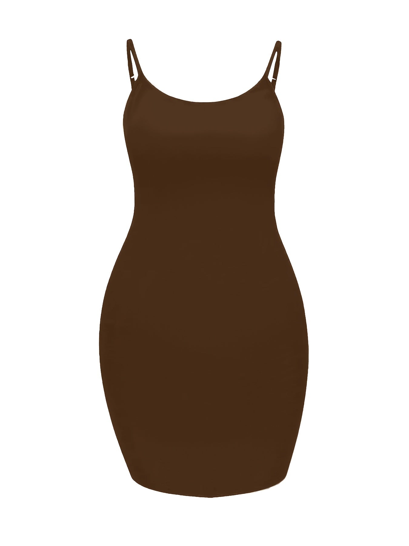Solid Scoop Neck Spaghetti Strap Body Con Cami Dress
