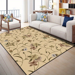 Modern Floral Area Rug Non Shedding Floor Carpet for Living Room - Machine Washa