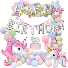 Pastel Balloon Garland Unicorn Cake Decoration Pink Birthday Party