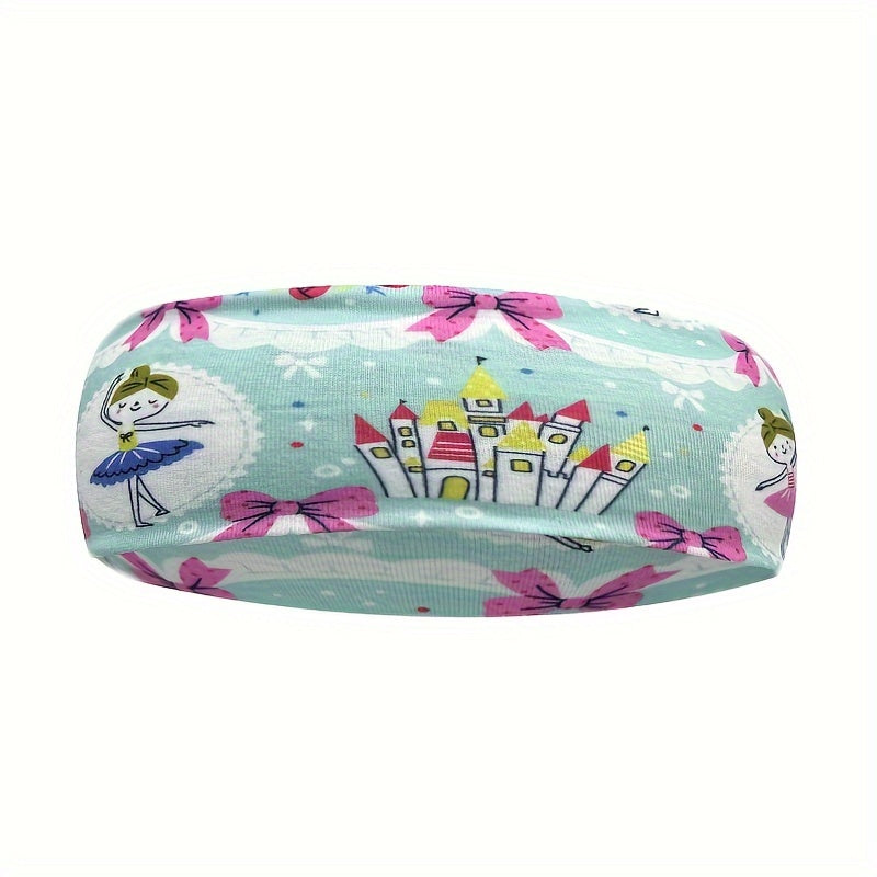 Cartoon Print Sports Sweatband Elastic Headband for Yoga Running