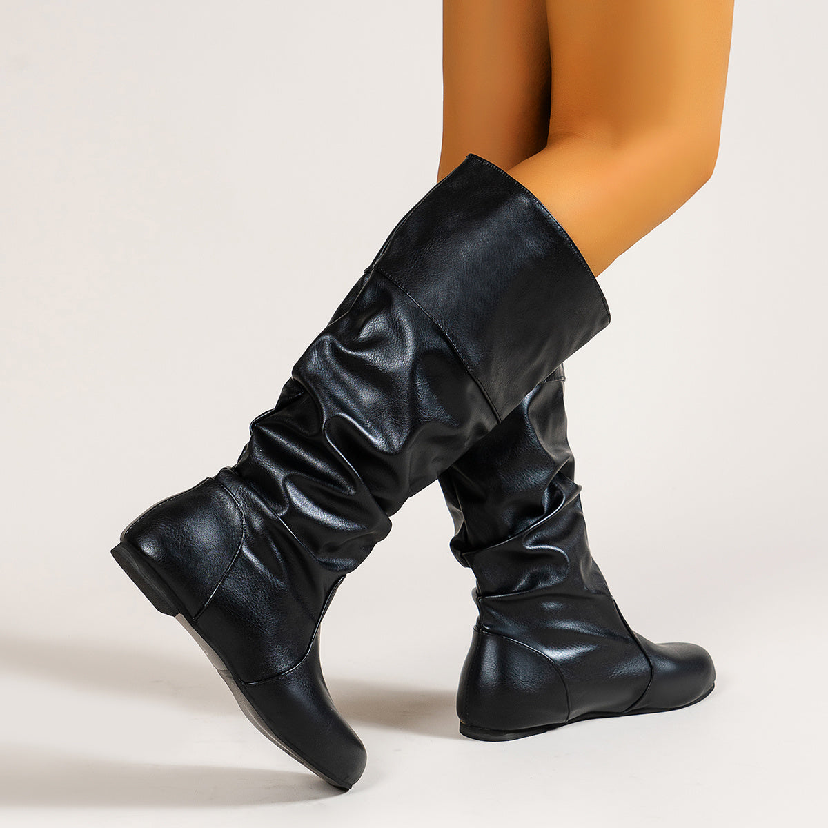 Women's Ruched Knee High Riding Boots