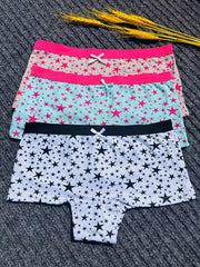 3pcs Star Print Boyshort Panties Soft & Comfortable Women's Lingerie