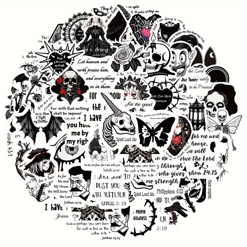 50pcs Gothic Bible Graffiti Stickers for Mobile Phone Cup Guitar Skateboard