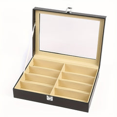 8 Slots Sunglasses Organizer Glass Lid Display Case Glasses Storage Holder