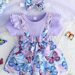 Baby Girls Floral Print Romper Dress Set