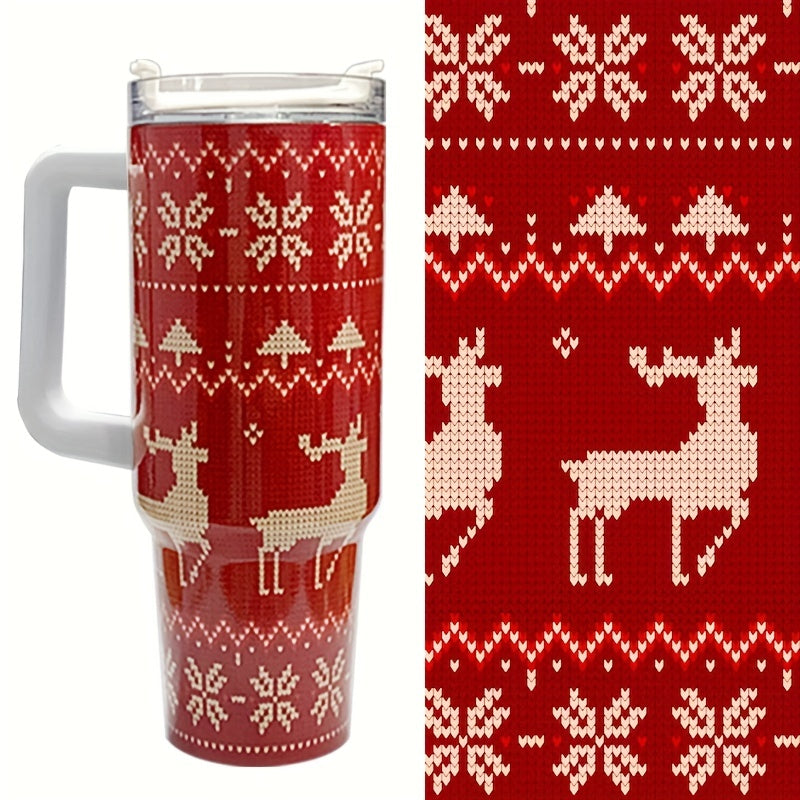 40oz Christmas Tumbler Cup w/ Handle & Straw Lid