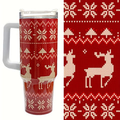 40oz Christmas Tumbler Cup w/ Handle & Straw Lid
