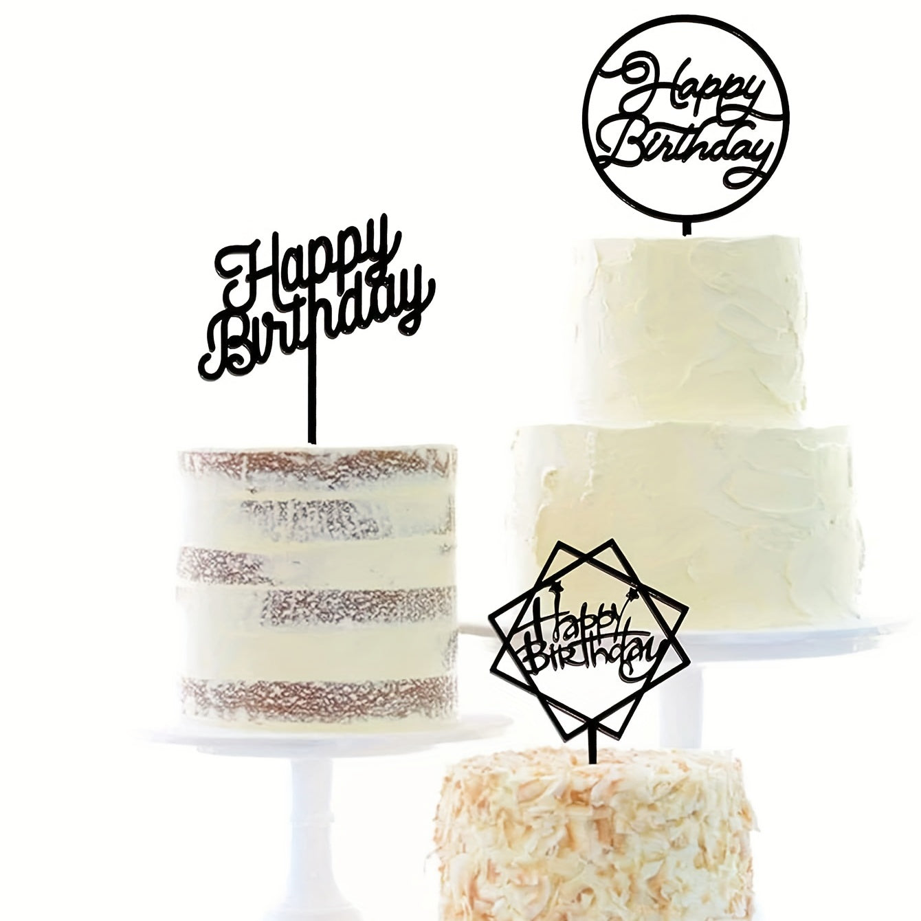 6pcs Happy Birthday Acrylic Cake Toppers