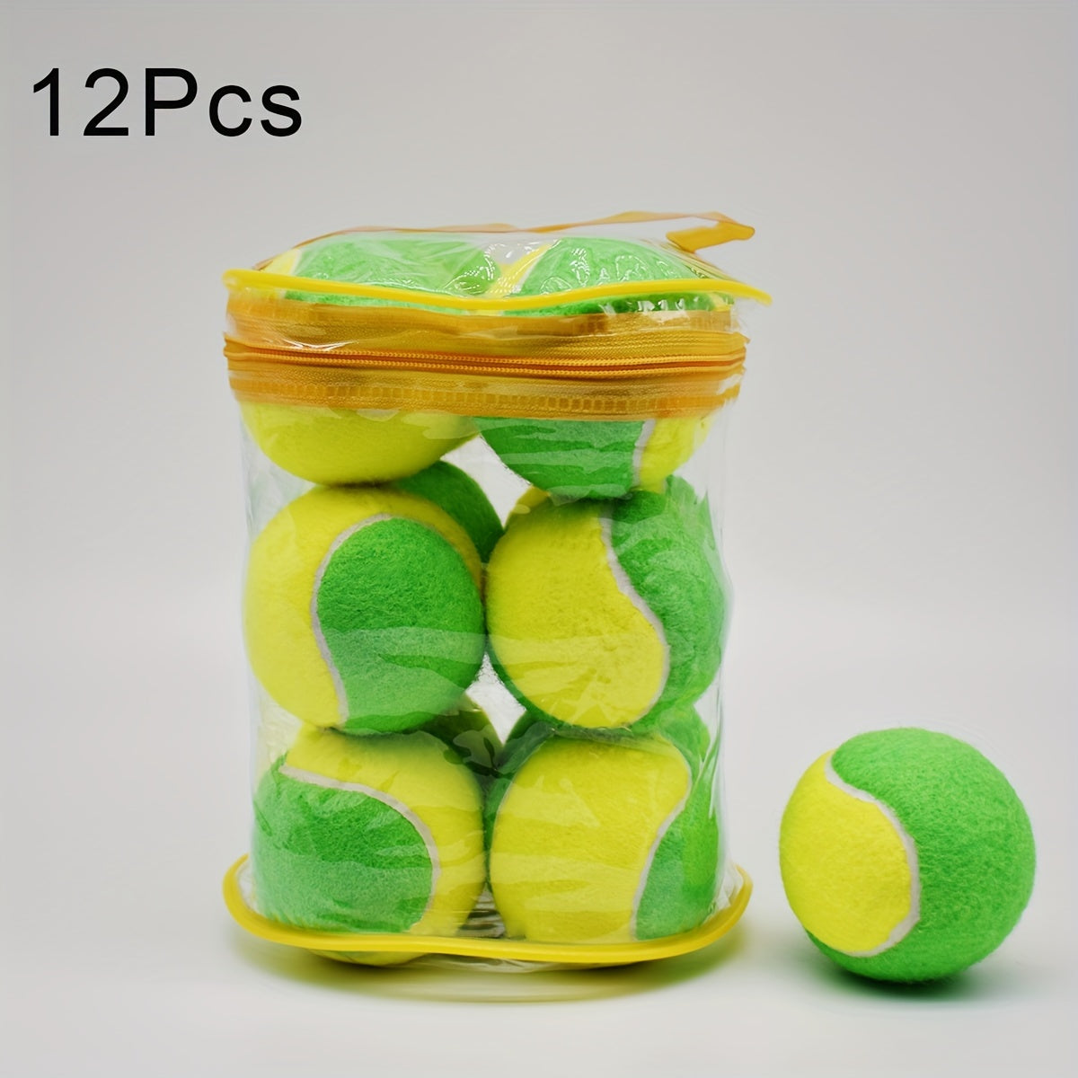 12pcs High Elastic Rubber Tennis Balls for Beginners Training Green Yellow