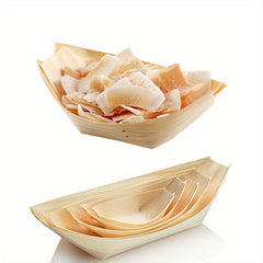 30pcs Disposable Wooden Boat Tray Festive Party Tableware