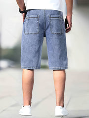 Stretch Distressed Denim Shorts Men's Casual Street Style