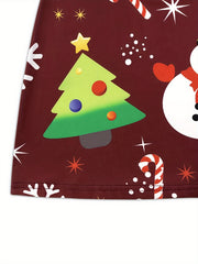 Christmas Dress Women's Plus Allover Print Long Sleeve Tee Dress