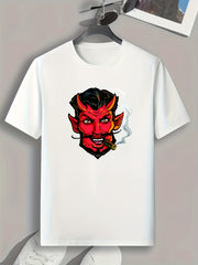 Smoking Devil Pattern Print Men's Sports T-shirt