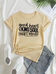 Sports T shirt Round Neck Short Sleeves Workout Tops Women's Activewear